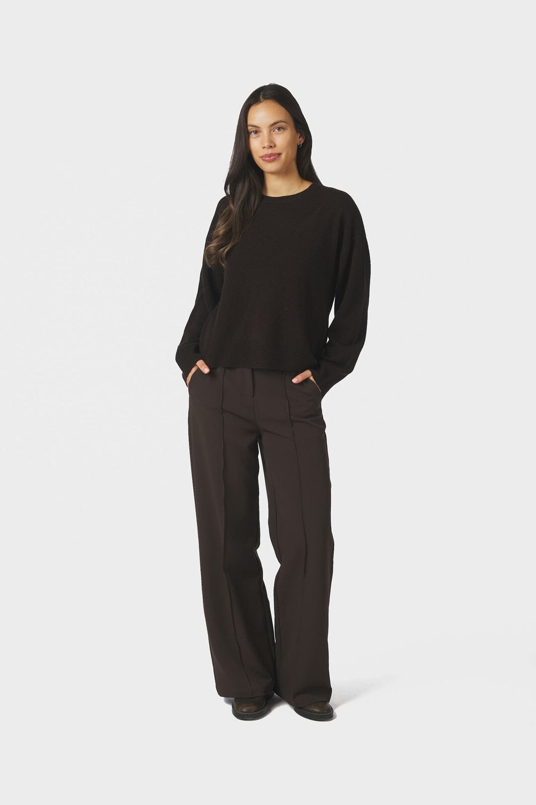 Neo Noir - Detri Wool Knit Blouse 167774 - 676 - Dark Brown