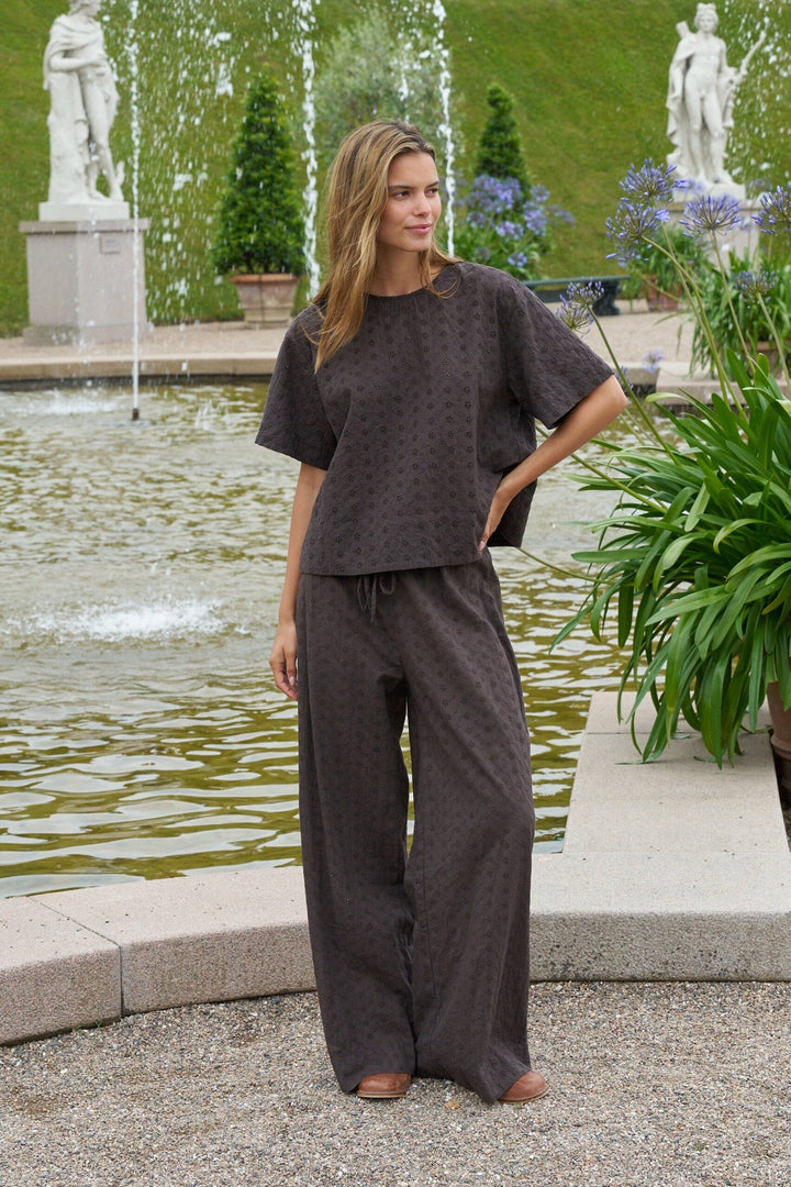 Neo Noir - Emmey Emb Pants 169504 - 676 - Dark Brown Bukser 