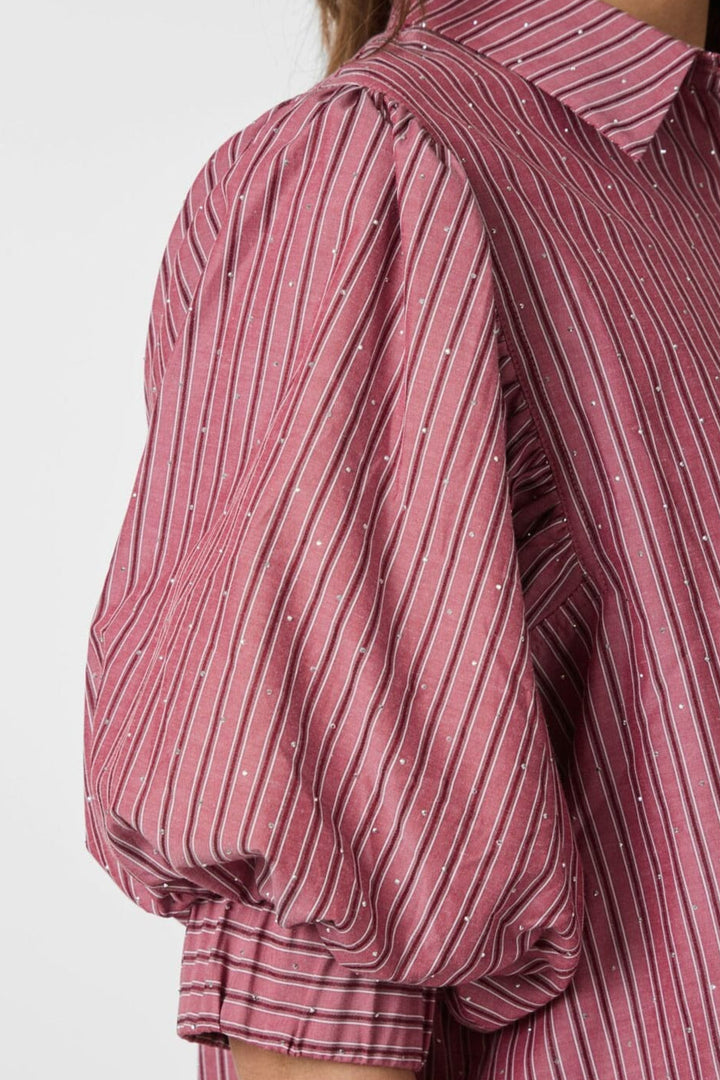 Neo Noir - Etta Soft Stripe Stone Shirt 166416 - 393 - Dark Rose