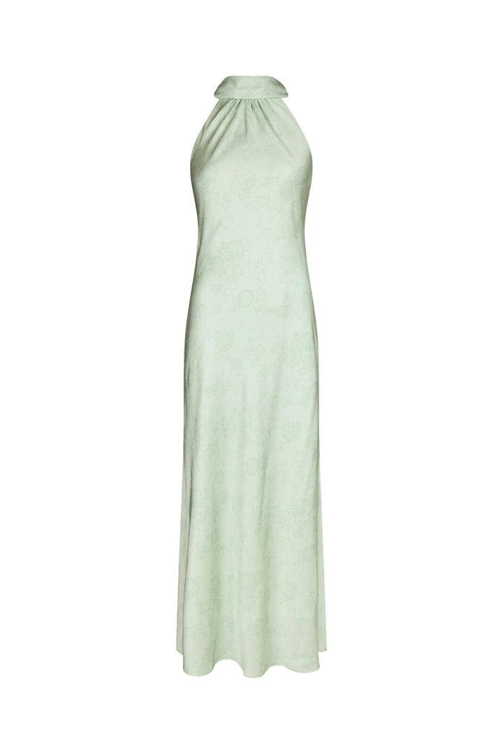 Neo Noir - Fiona Pattern Satin Dress 168367 - 154 - Light Green