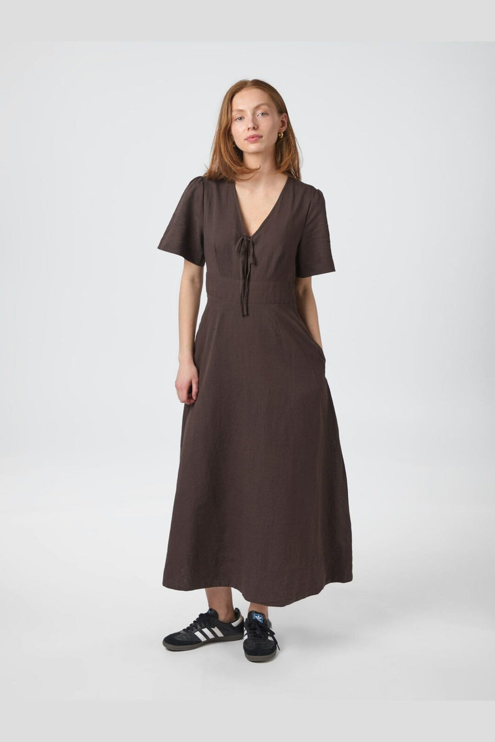 Neo Noir - Ilsie Linen Dress 166101 - 676 - Dark Brown