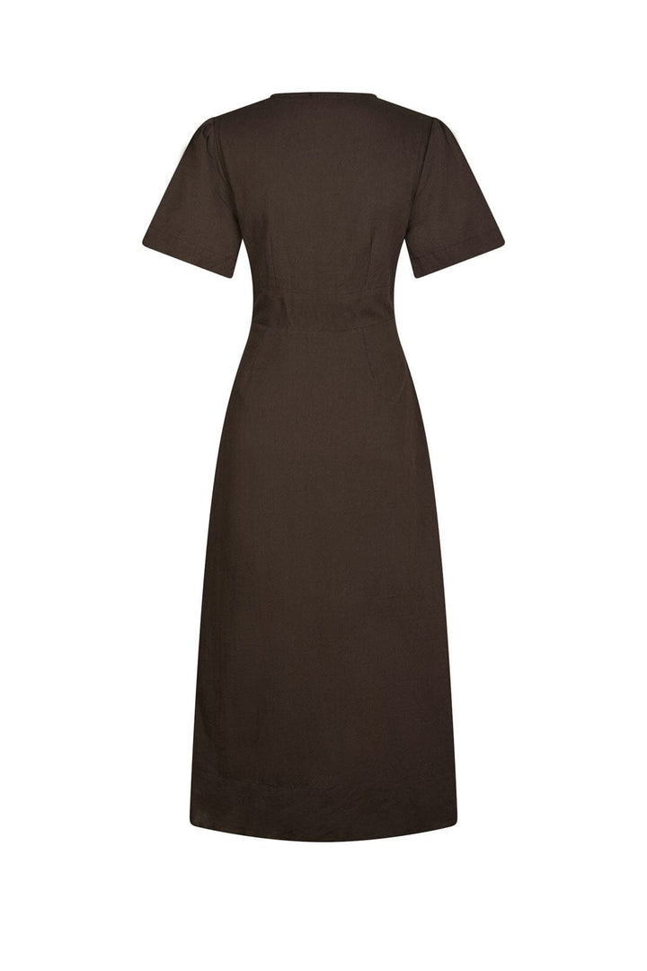Neo Noir - Ilsie Linen Dress 166101 - 676 - Dark Brown