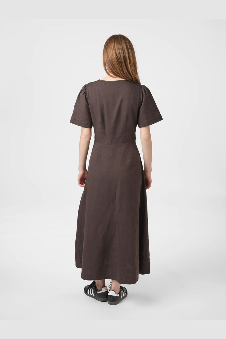 Neo Noir - Ilsie Linen Dress 166101 - 676 - Dark Brown