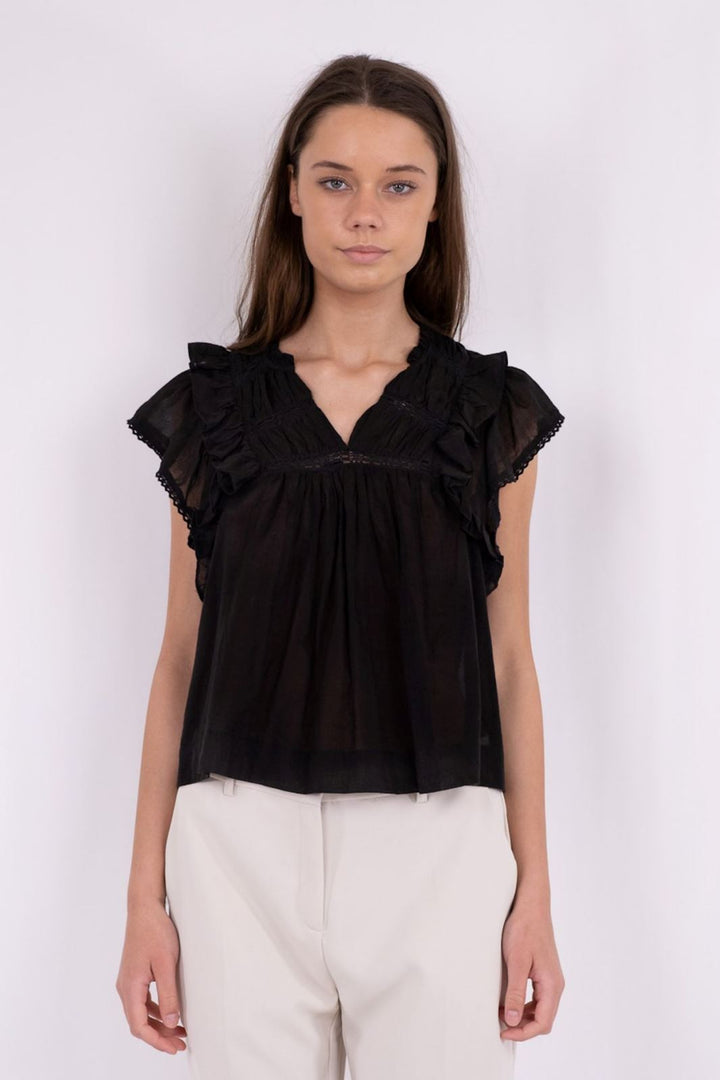 Neo Noir - Jayla S Voile Top - Black Bluser 