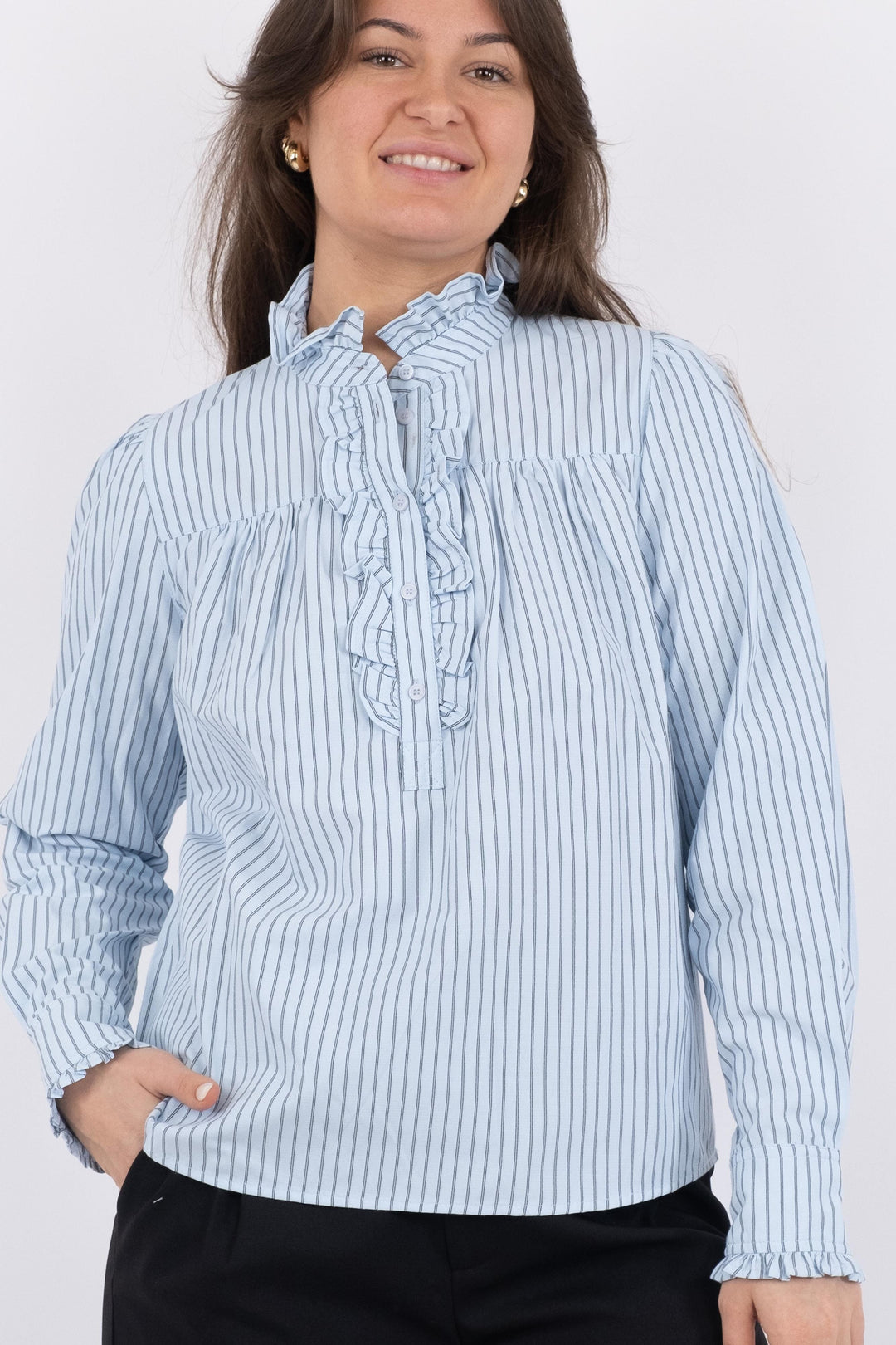 Neo Noir - Justine Stripe Shirt - Light Blue