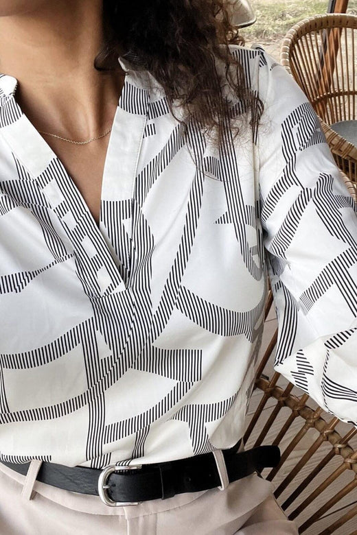 Neo Noir - Landa Line Shapes Blouse - Off White Bluser 