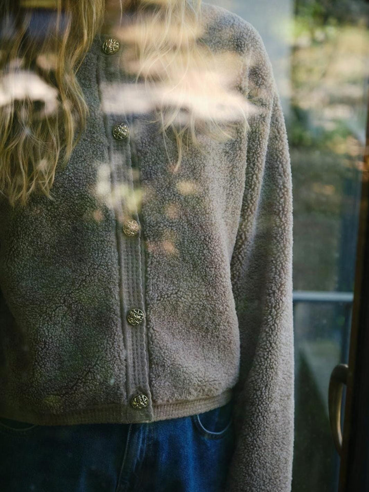 Neo Noir - Limo Fluffy Knit Cardigan 161963 - 125 - Dark Sand Cardigans 