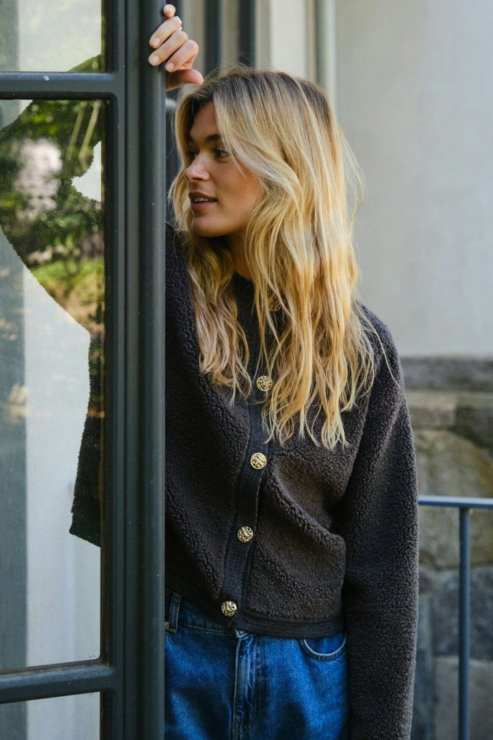 Neo Noir - Limo Fluffy Knit Cardigan 161963 - 132 - Antracit Cardigans 