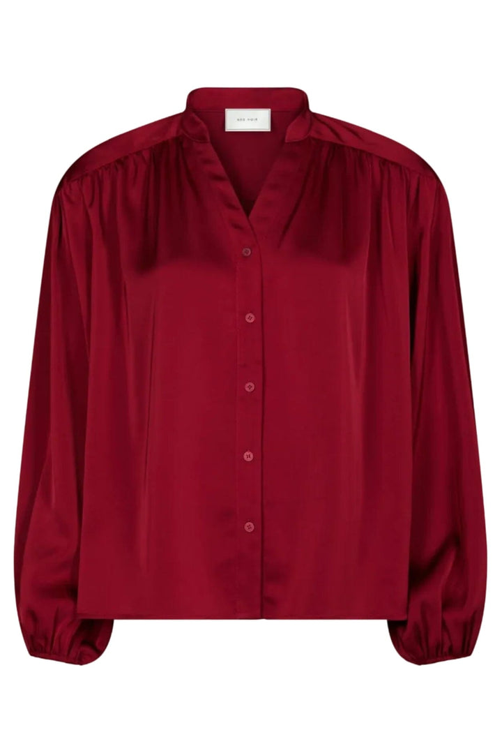 Neo Noir - Lunell Drapy Satin Blouse 171660 - 682 - Wine Bluser 