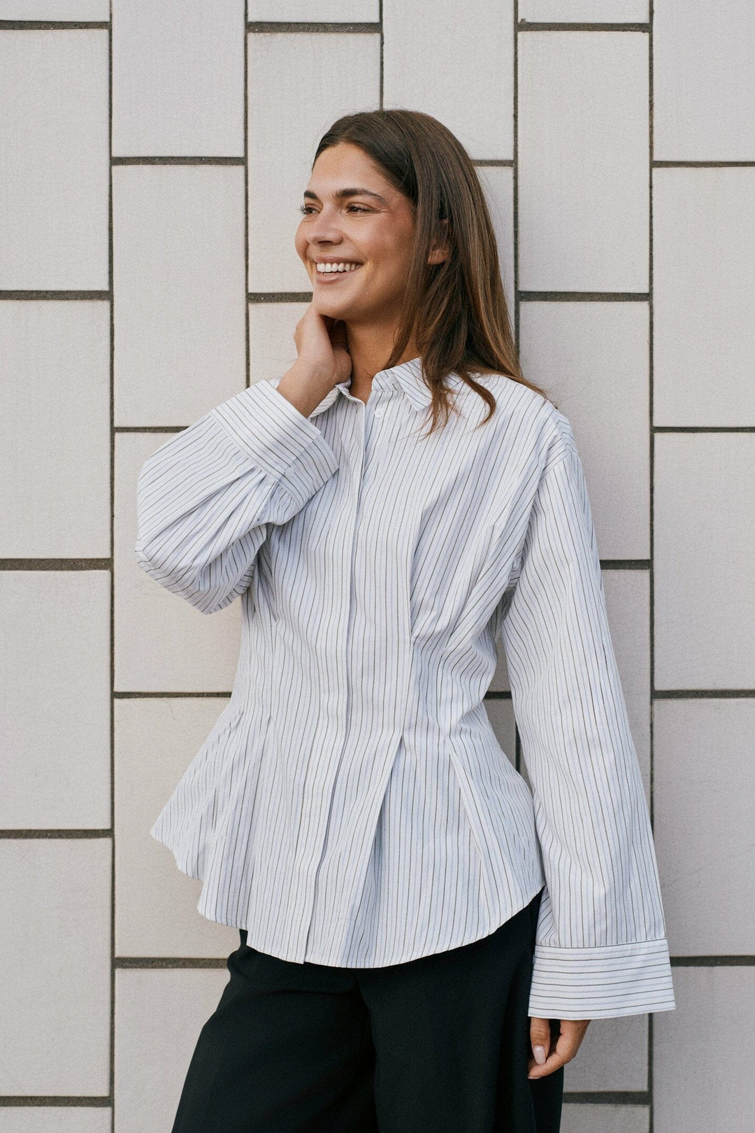 Neo Noir - Lytra Double Stripe Shirt 170120 - 667 - White Stripe Skjorter 