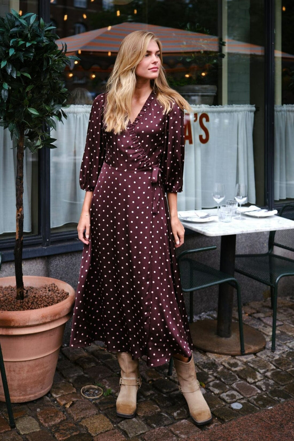 Neo Noir - Malinga Dot Dress 165909 - 682 - Wine Kjoler 