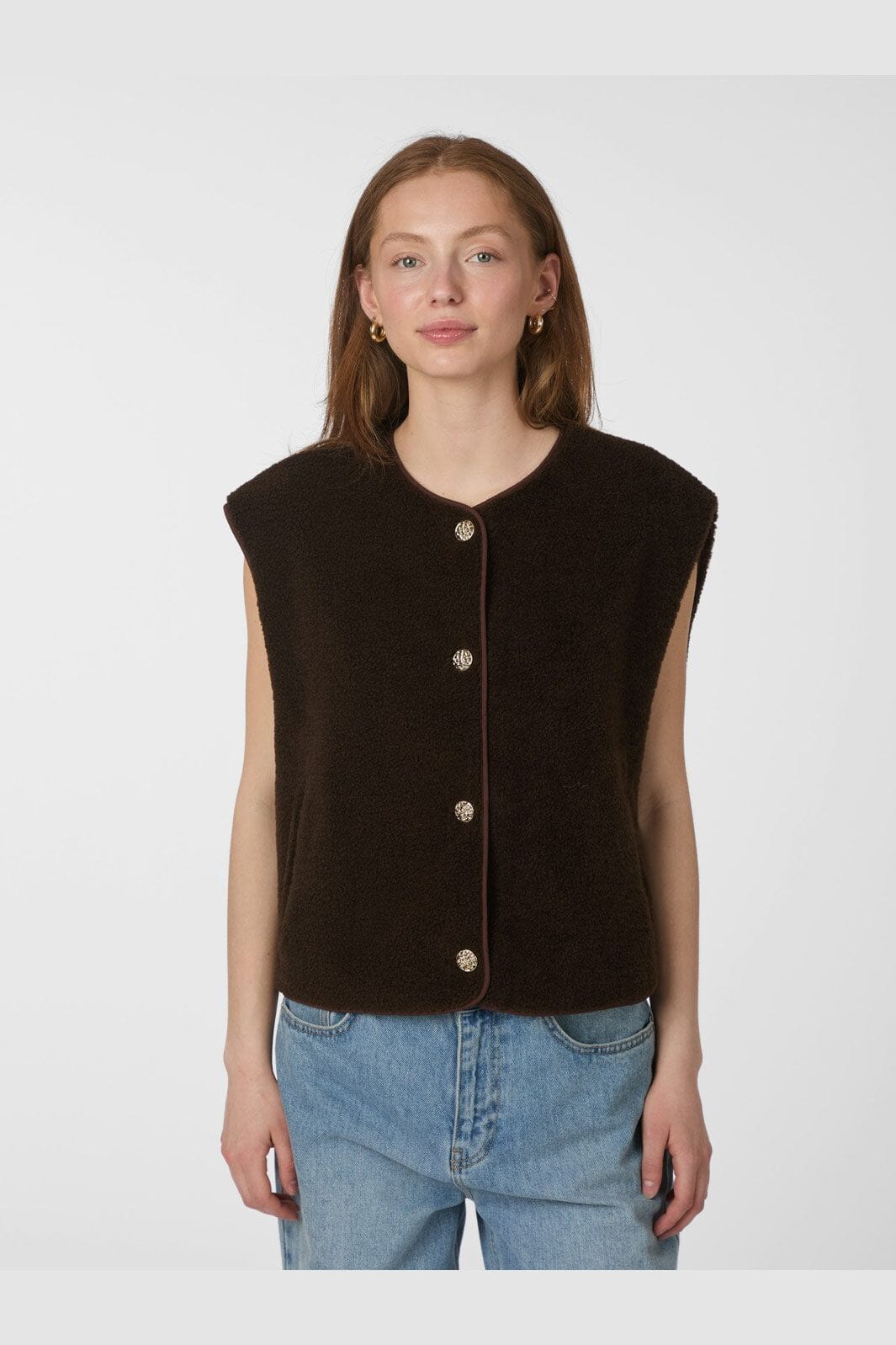 Neo Noir - Mariko Teddy Vest 164594 - 676 - Dark Brown