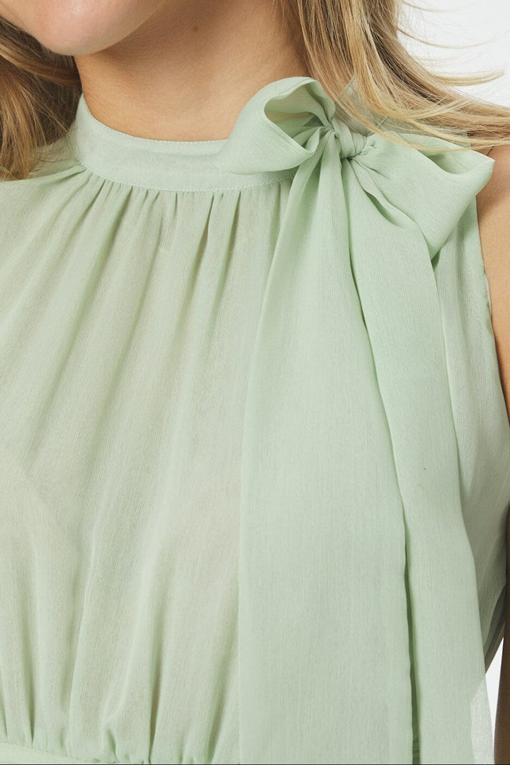 Neo Noir - Marli Solid Chiffon Dress 165640 - 154 - Light Green
