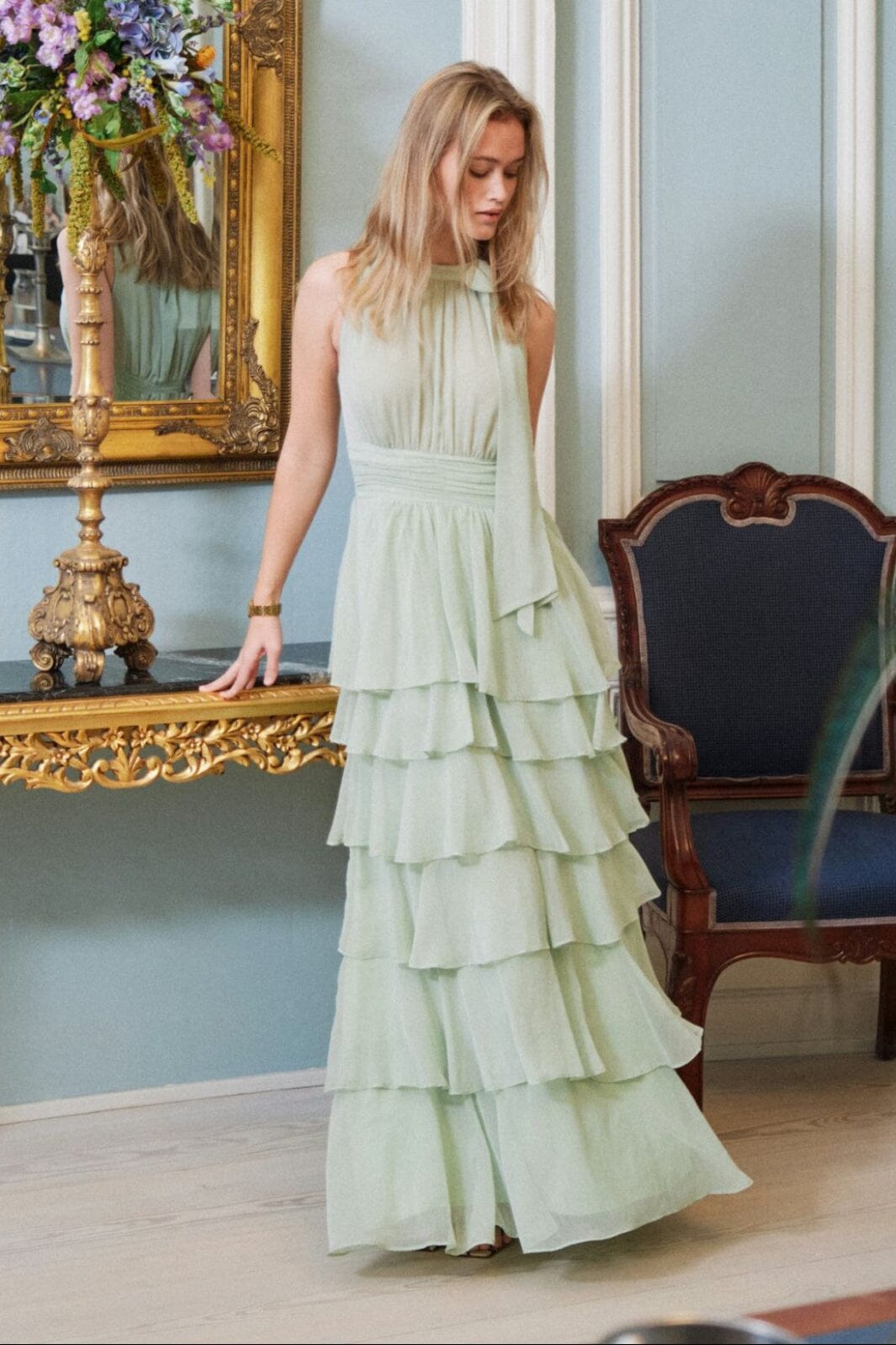 Neo Noir - Marli Solid Chiffon Dress 165640 - 154 - Light Green Kjoler 