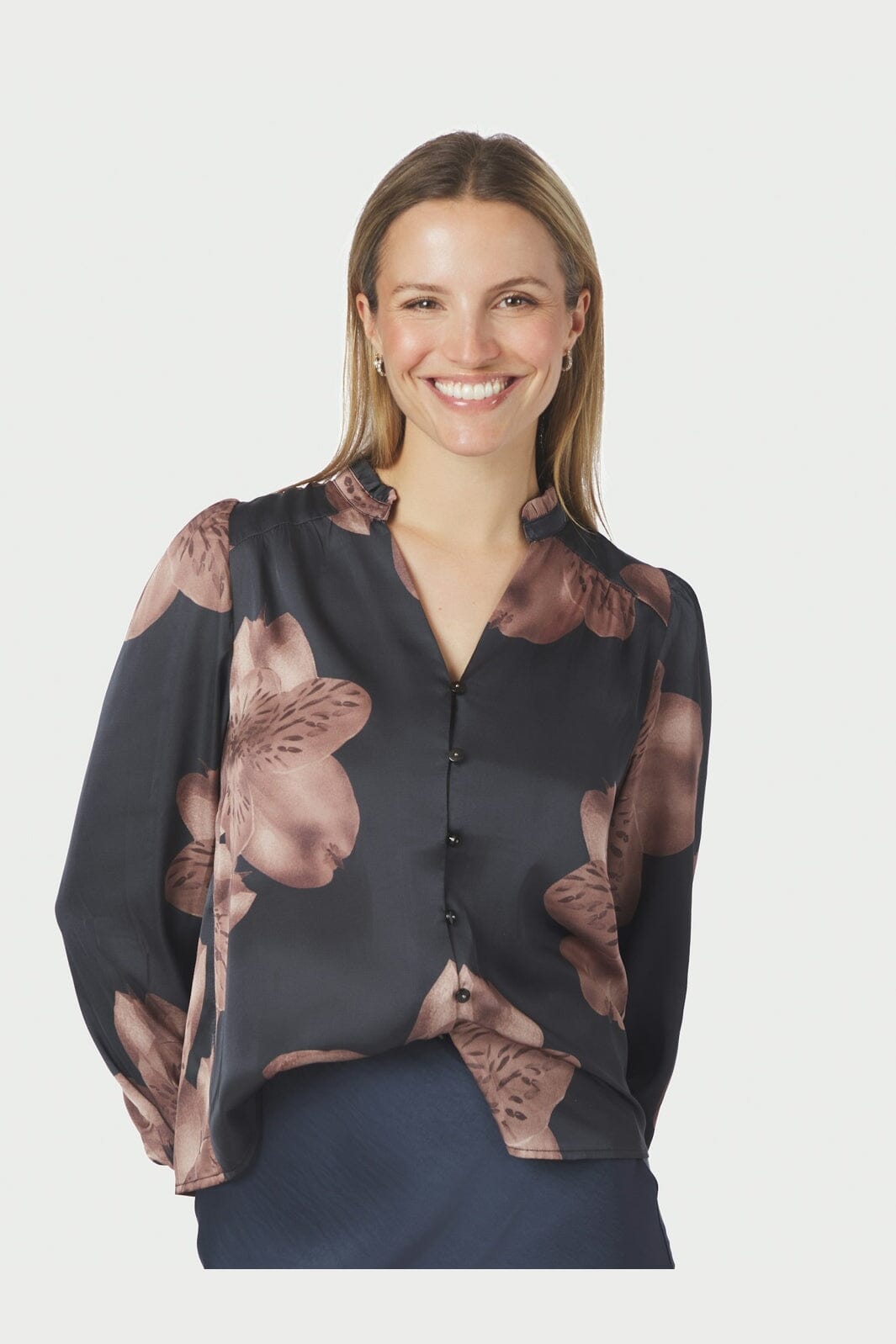 Neo Noir - Massima Misty Orchid Blouse 168289 - 678 - Midnight Blue