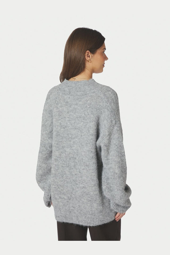 Neo Noir - Melli Fluffy Knit Blouse 167715 - 133 - Grey Melange