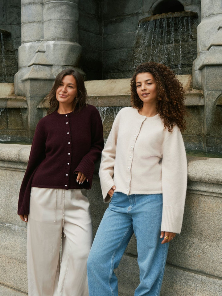 Neo Noir - Mixie Knit Cardigan 164837 - 124 - Ivory Cardigans 