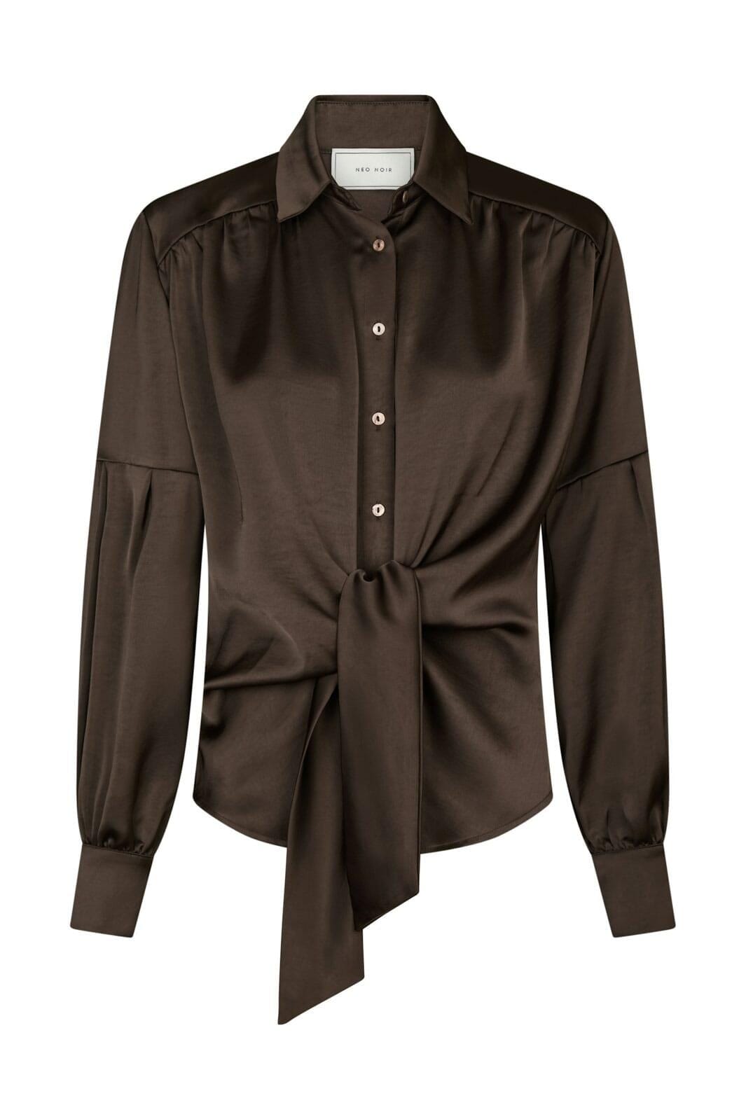 Neo Noir - Naja Satin Shirt 160801 - 676 - Dark Brown