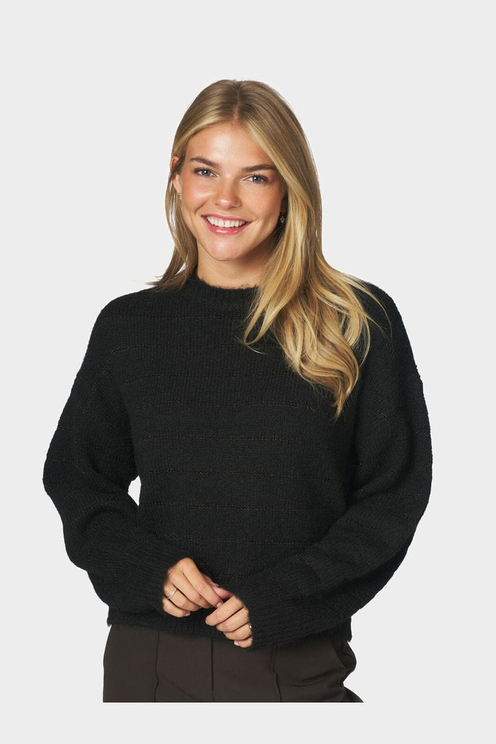 Neo Noir - Naulina Fluffy Knit Blouse 171276 - 100 - Black
