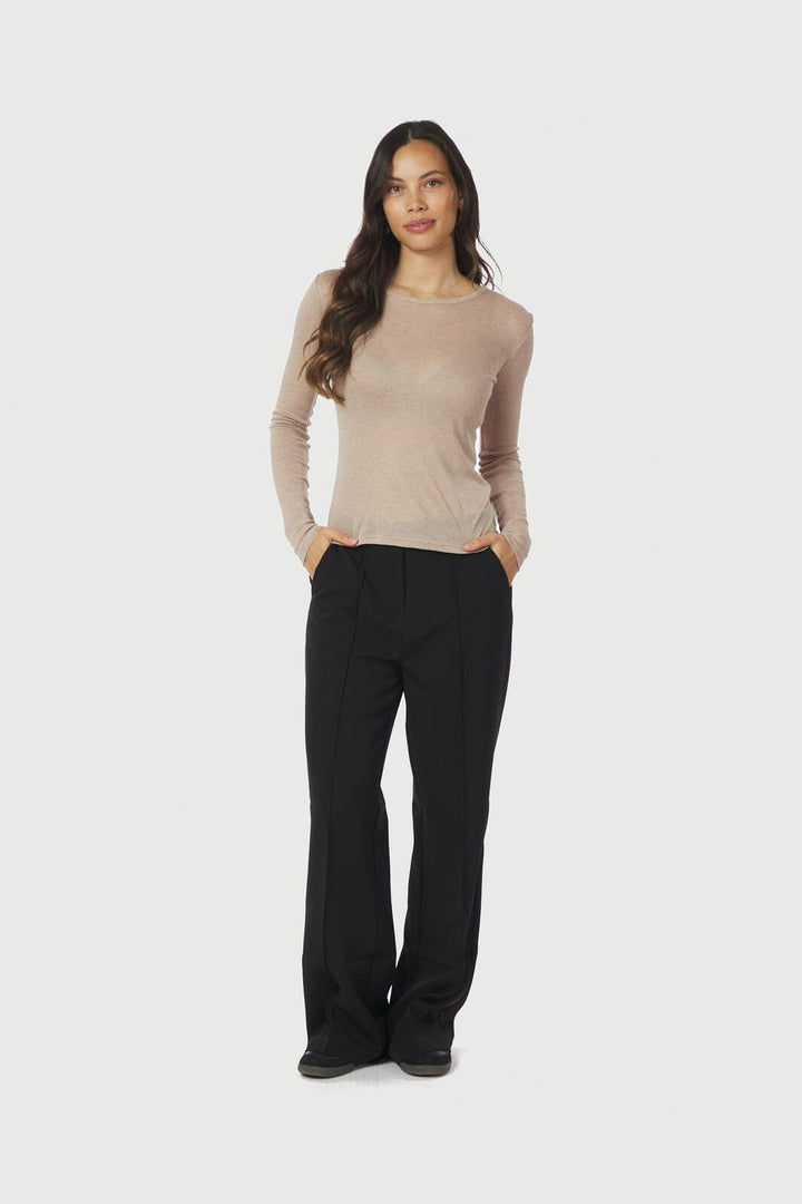 Neo Noir - Nella Fine Rib Blouse 167271 - 976 - Beige Melange