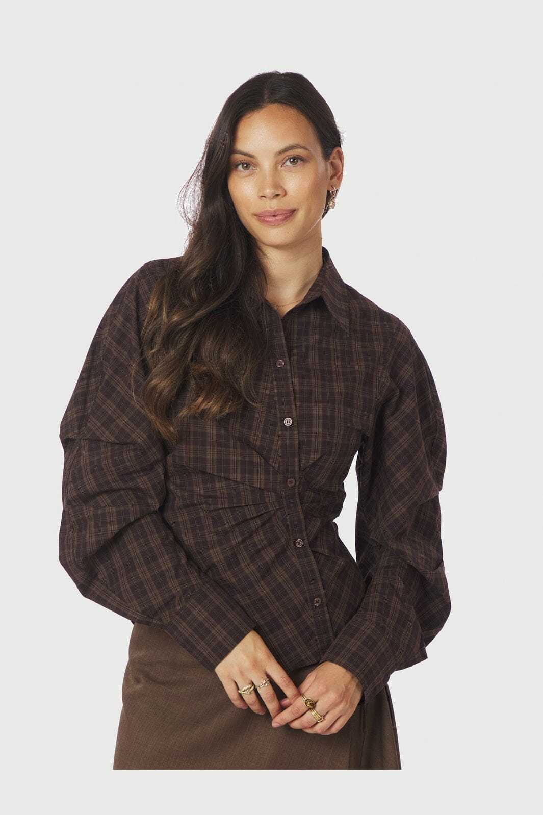 Neo Noir - Neoella Check Shirt 167459 - 676 - Dark Brown