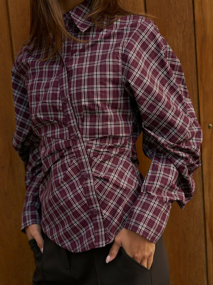 Neo Noir - Neoella Medium Check Shirt 168469 - 182 - Plum Skjorter 