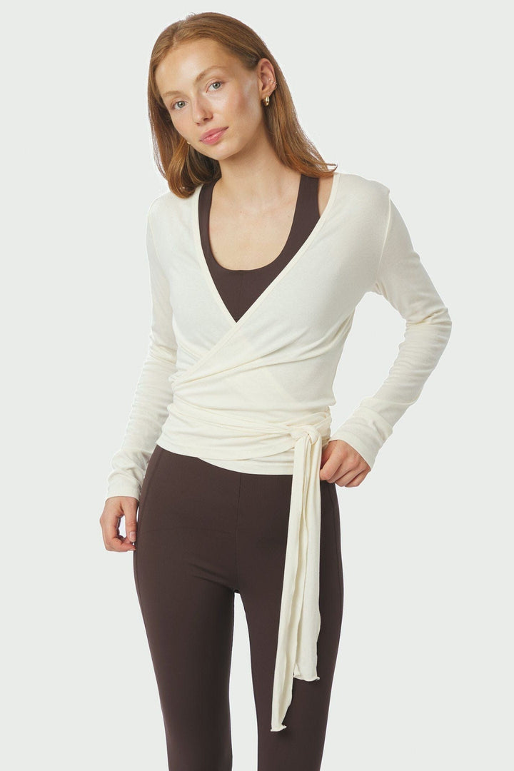 Neo Noir - Nia Jersey Wrap Blouse 165501 - 124 - Ivory Bluser 