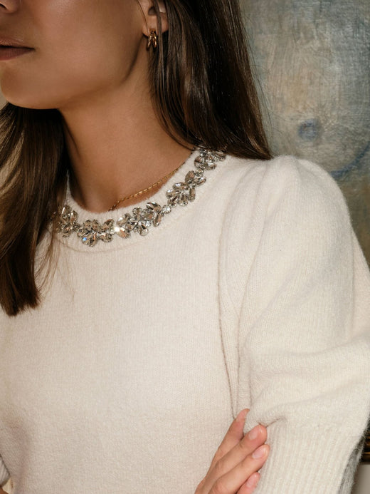 Neo Noir - Nnmaia Stone Knit Blouse 162914 - 124 - Ivory Bluser 