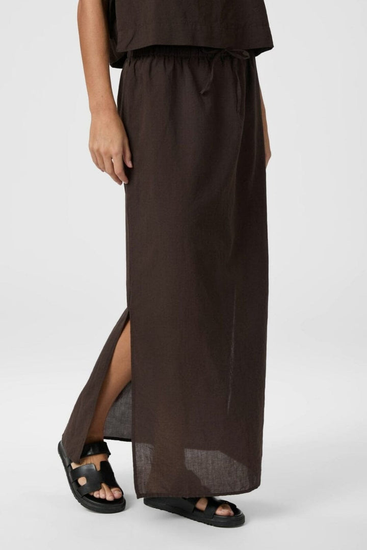 Neo Noir - Noa Linen Skirt 159936 - 676 - Dark Brown