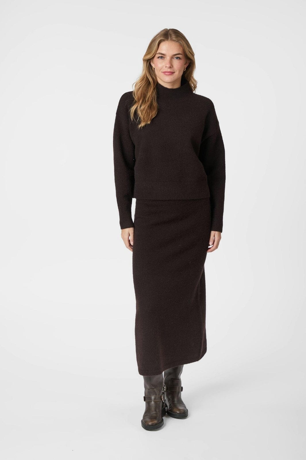 Neo Noir - Paulina Knit Blouse 159703 - 676 - Dark Brown