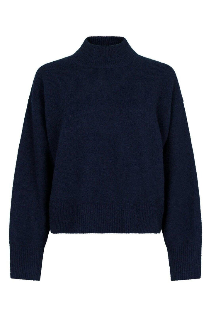 Forudbestilling - Neo Noir - Paulina Knit Blouse - Navy Strikbluser 
