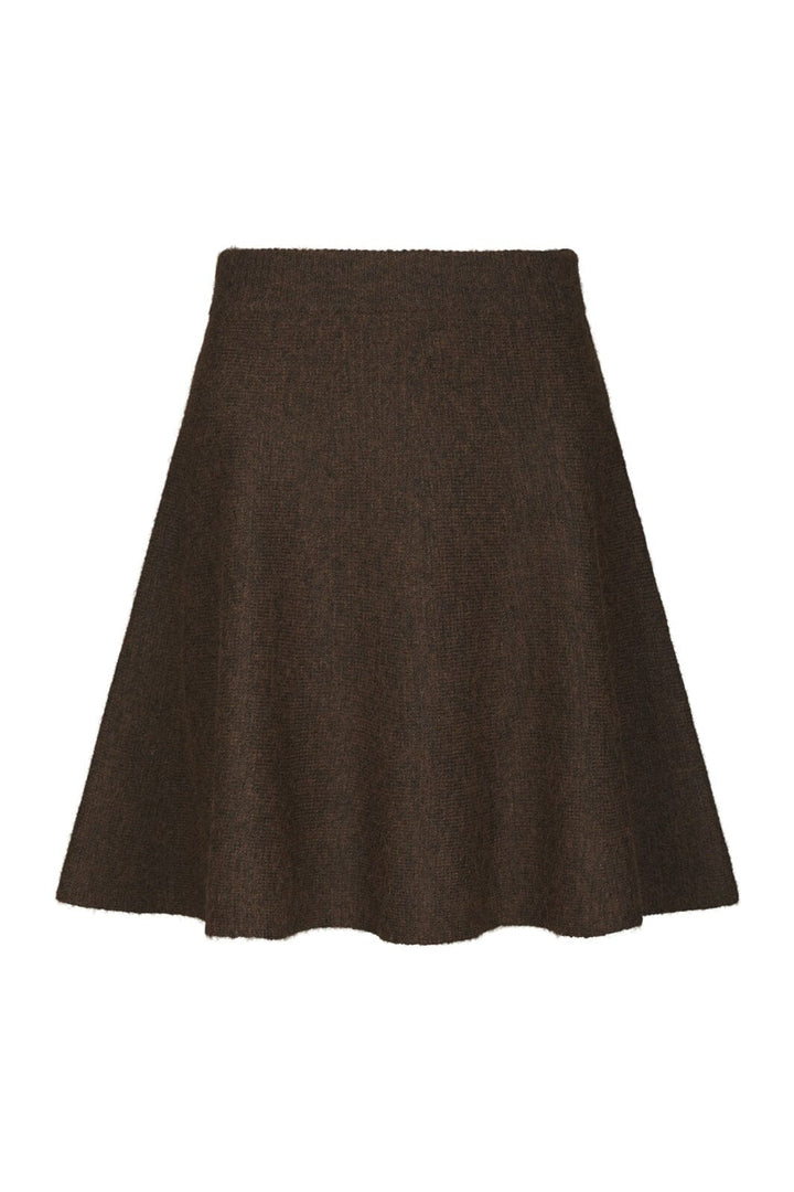 Neo Noir - Renata Fluffy Knit Skirt 168555 - 205 - Brown Melange