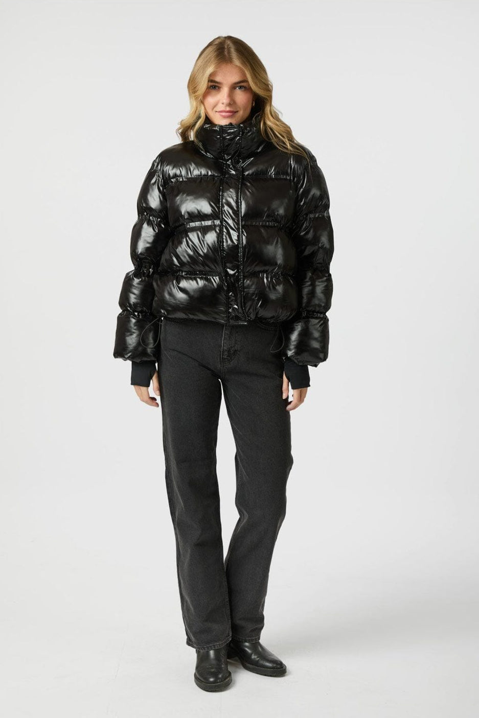 Neo Noir - Rhea Shiny Puffer Jacket 165094 - 100 - Black