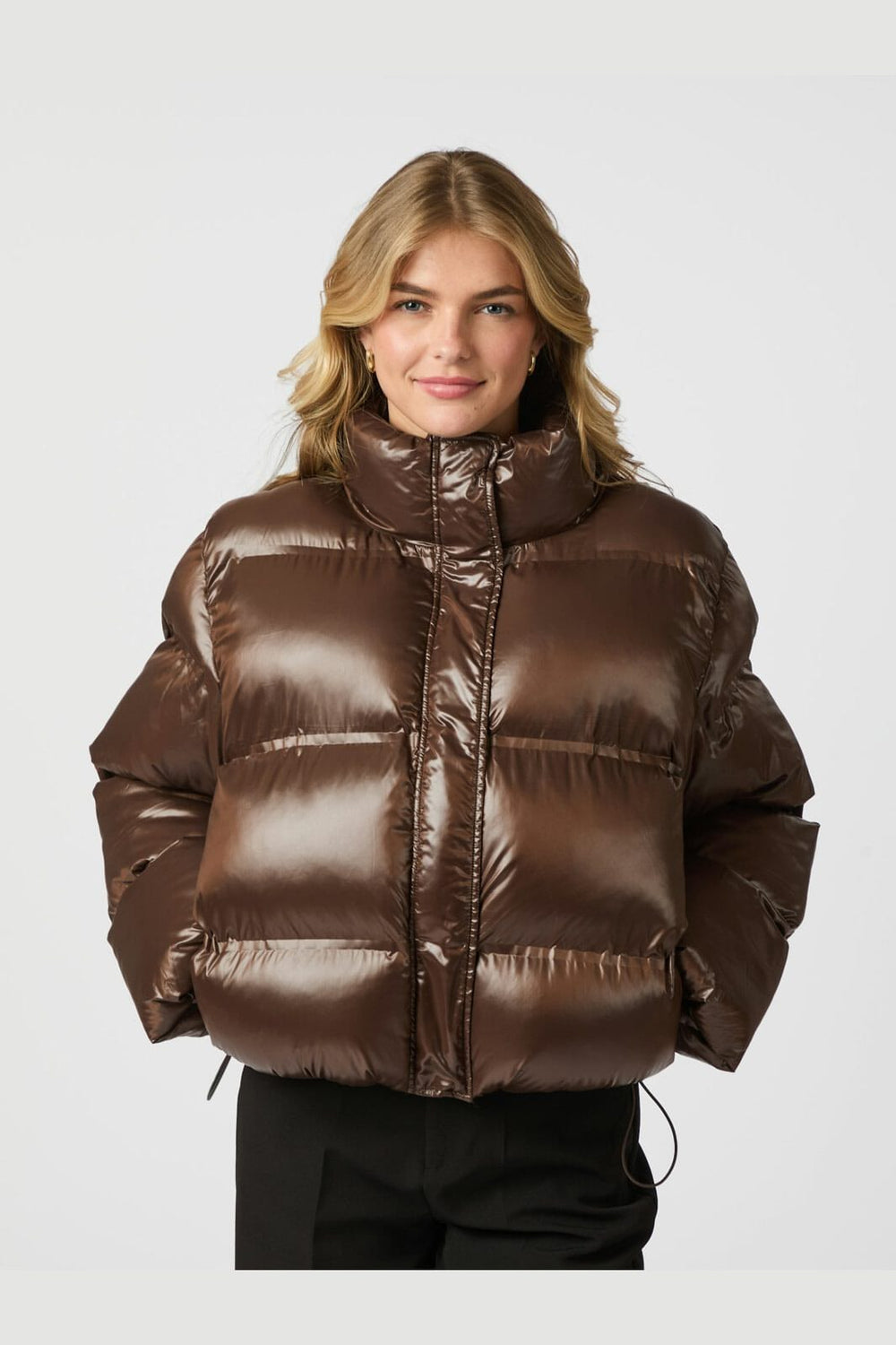 Neo Noir - Rhea Shiny Puffer Jacket 165094 - 676 - Dark Brown
