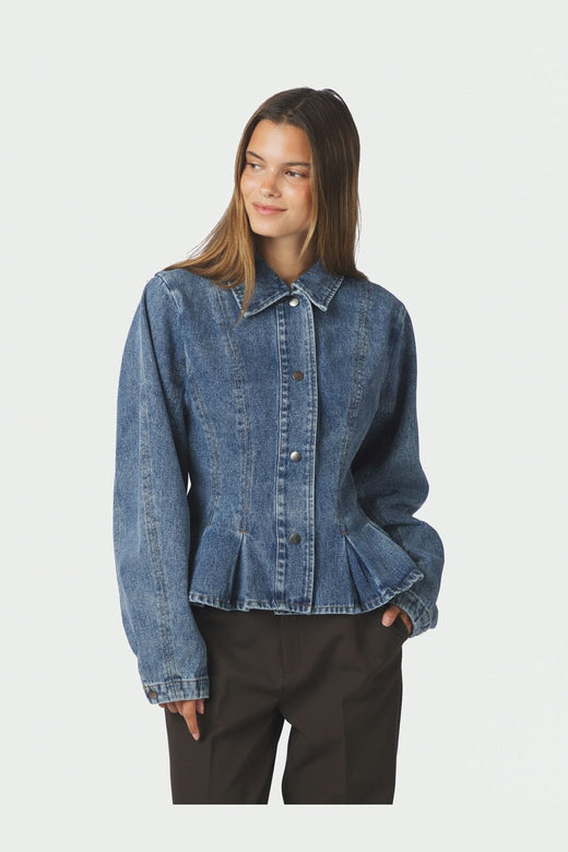 Neo Noir - Rivora Denim Peplum Jacket 169549 - 140 - Blue