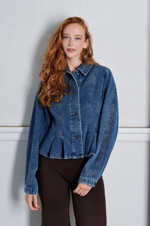 Neo Noir - Rivora Denim Peplum Jacket 169549 - 140 - Blue Jakker 