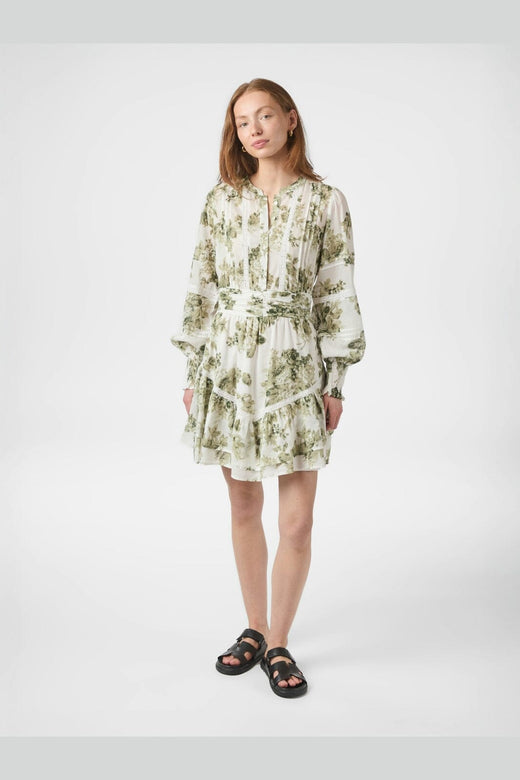 Neo Noir - Roberta Flower Flow Dress 165425 - 340 - Sage Green