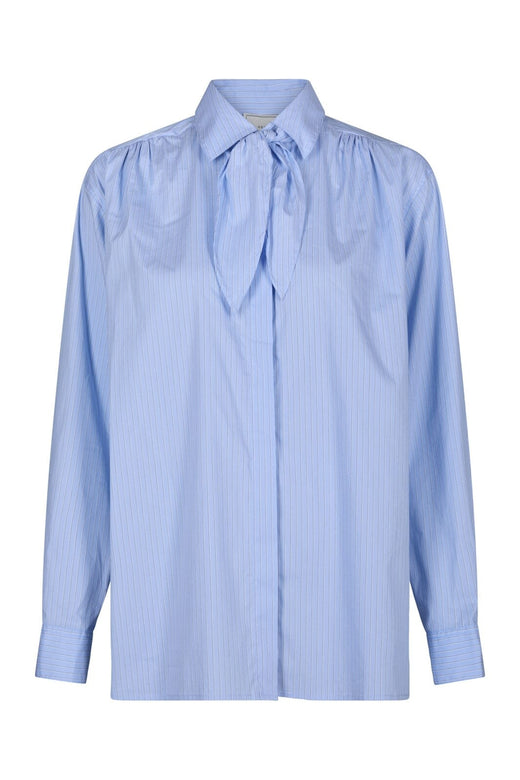 Neo Noir - Rochelle Scarf Fine Stripe Shirt 170095 - 145 - Light Blue