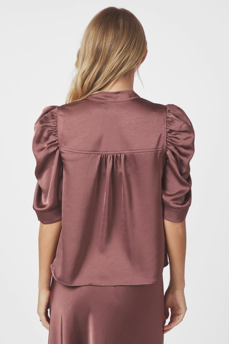 Neo Noir - Roella Heavy Sateen Blouse 162590 - 393 - Dark Rose