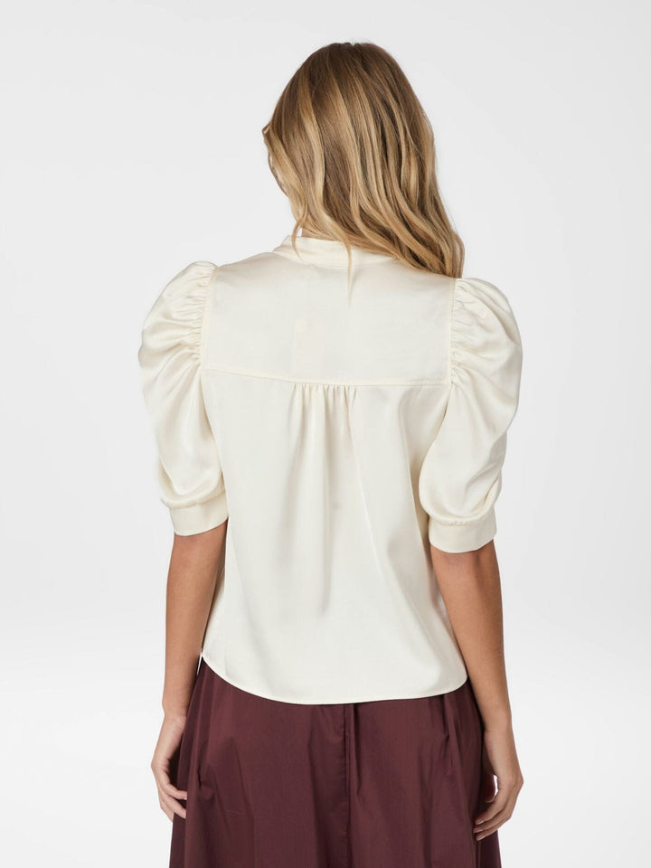 Neo Noir - Roella Heavy Sateen Blouse 162590 - 621 - Pearl Bluser 