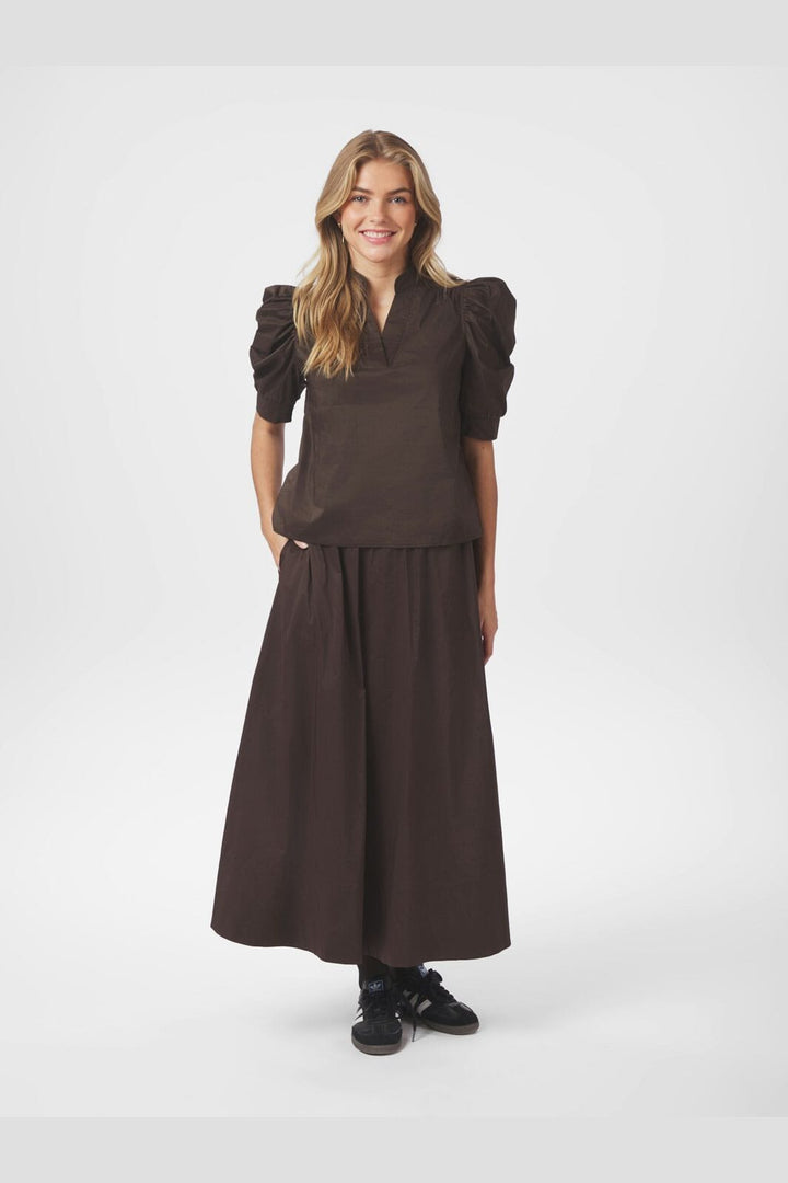 Neo Noir - Roella Poplin Blouse 164283 - 584 - Chocolate Brown