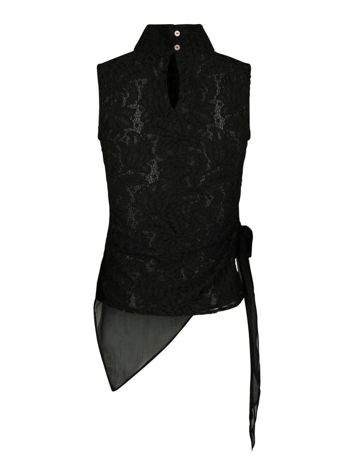 Neo Noir - Rosalina Lace Chiffon Top 171226 - 100 - Black Skjorter 