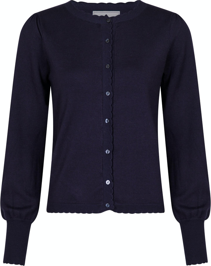 Neo Noir - Rose Scallop Knit Cardigan - Navy