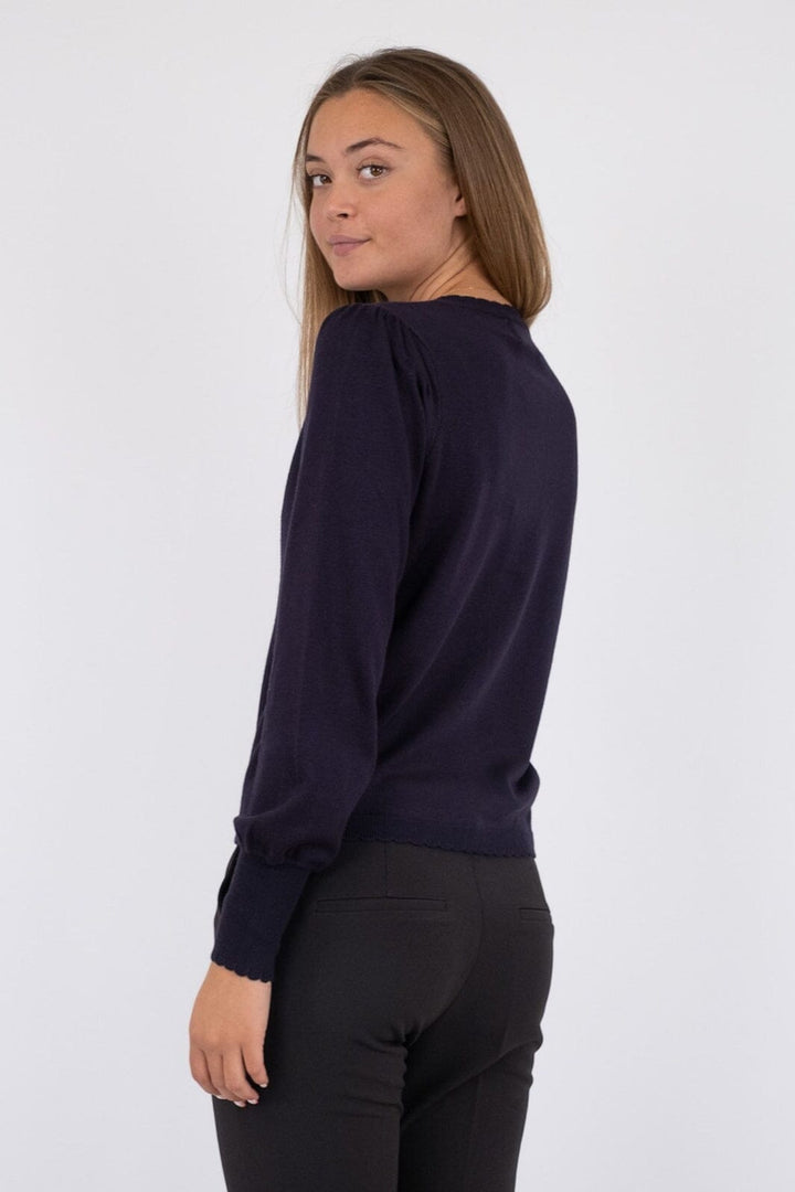 Neo Noir - Rose Scallop Knit Cardigan - Navy Cardigans 