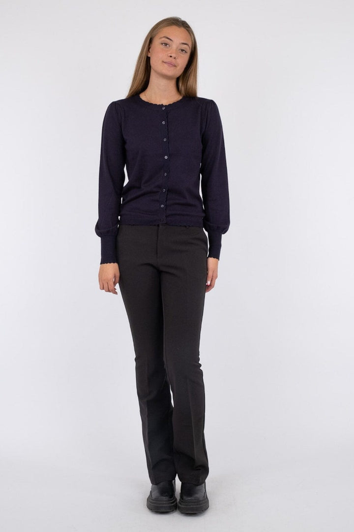 Neo Noir - Rose Scallop Knit Cardigan - Navy Cardigans 