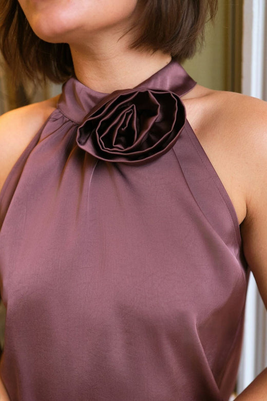 Neo Noir - Rosette Heavy Sateen Top 164817 - 393 - Dark Rose Toppe 