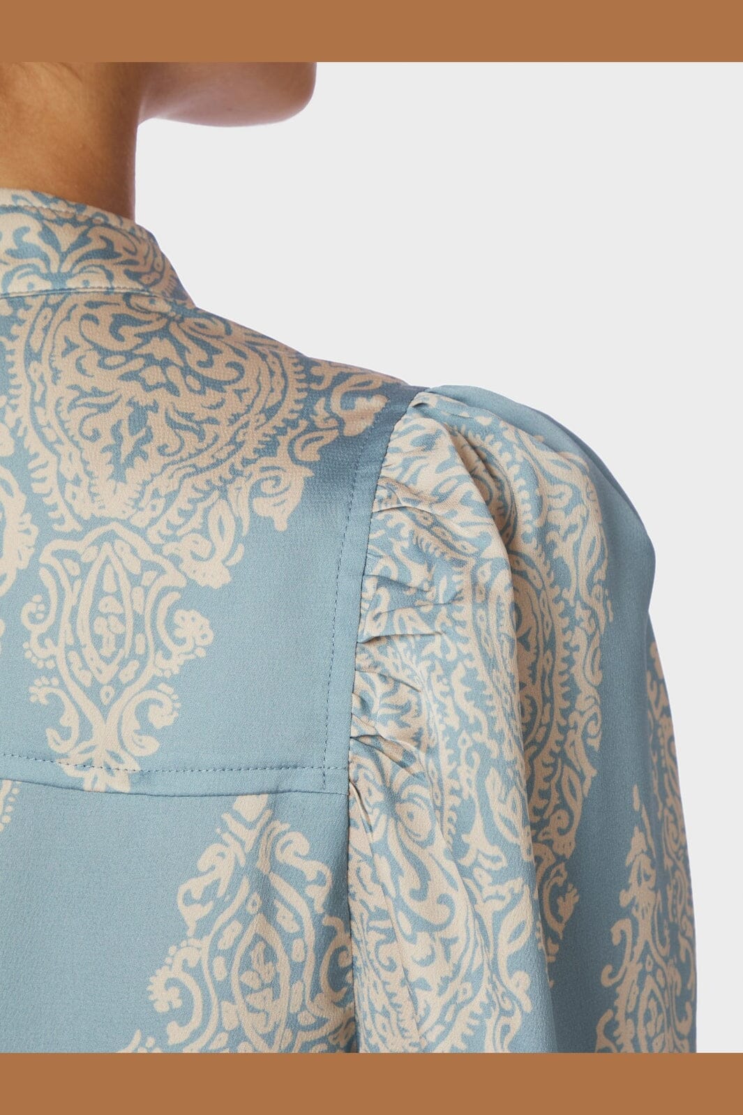 Neo Noir - Rosslyn Paisley Drop Blouse 163976 - 142 - Dusty Blue
