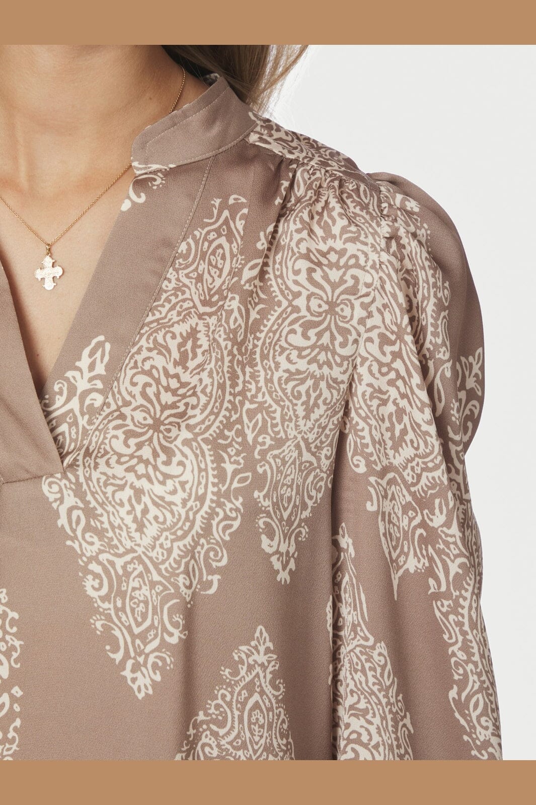 Neo Noir - Rosslyn Paisley Drop Blouse 163976 - 811 - Dark Taupe