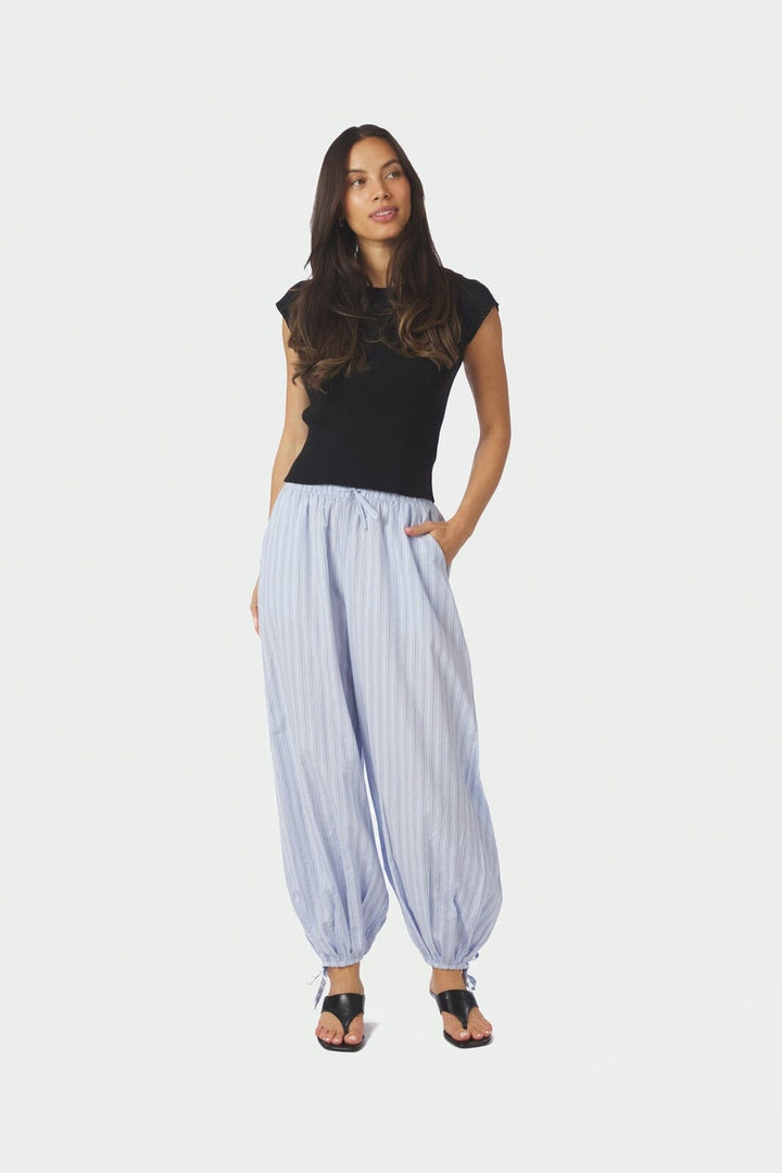 Neo Noir - Roxane Balloon Double Stripe Pants 168432 - 145 - Light Blue