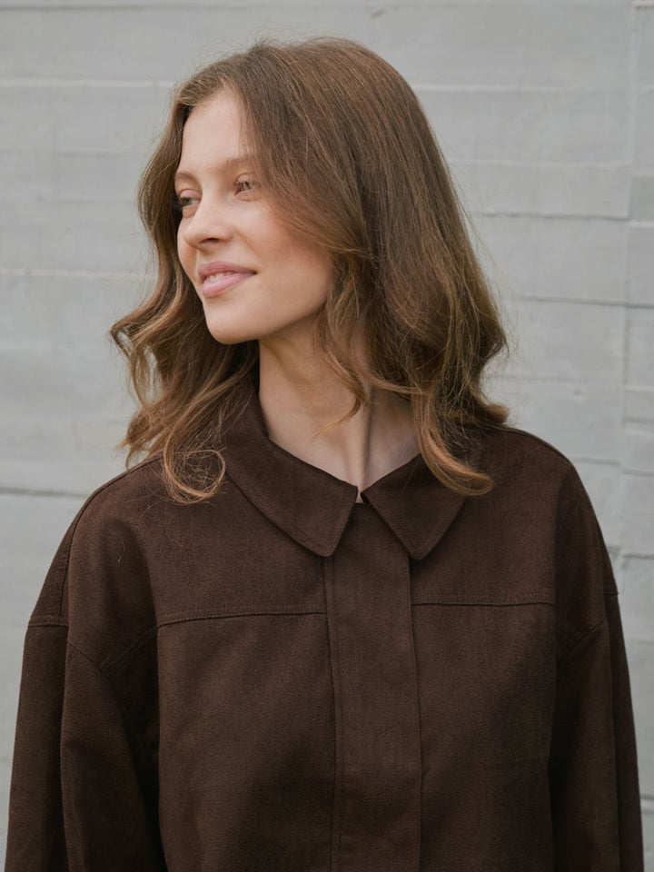 Neo Noir - Rubby Faux Suede Jacket 166554 - 676 - Dark Brown Jakker 